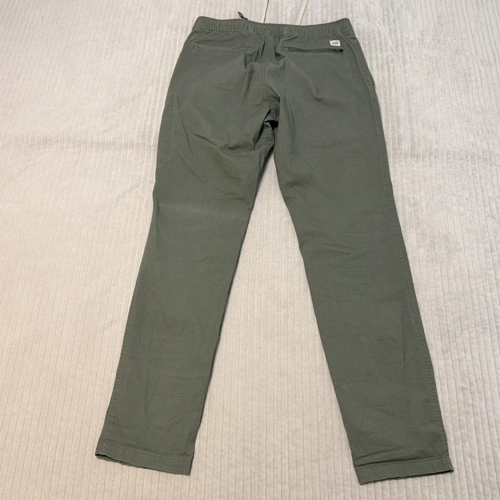 Vuori Pants Mens Medium Green Ripstop Elastic Waist Zip Pocket Hiking v412